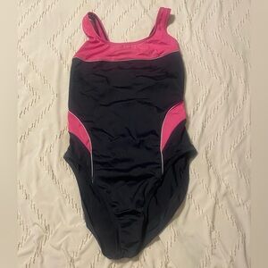 Vintage Backflips Pink and Black Women's One Piece Swimsuit size 38 EUC